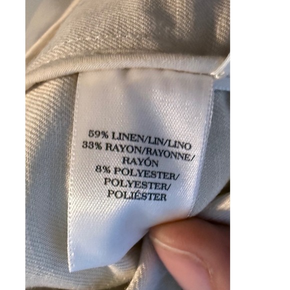 Ann Taylor Petite Beige Linen Blend Cropped Zip Up Jacket Women Size 6P - Picture 4 of 9